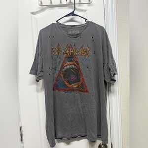 Urban Outfitters Def Leppard Distressed Holey Oversized Shirt Size OSFA
